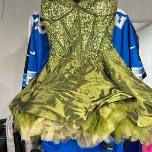 Jovani Olive Green Dress with Sequins